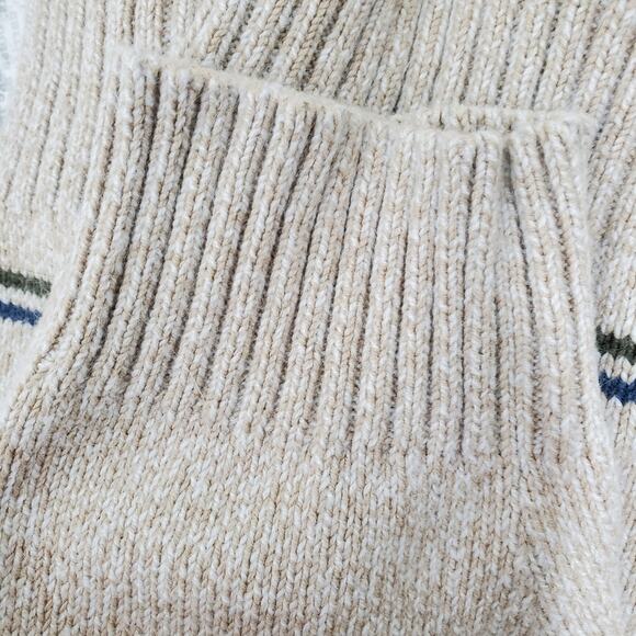 Haggar Men Sweater Striped Long Sleeve Oatmeal Blue and Green Strips XXL Vtg - Picture 13 of 15